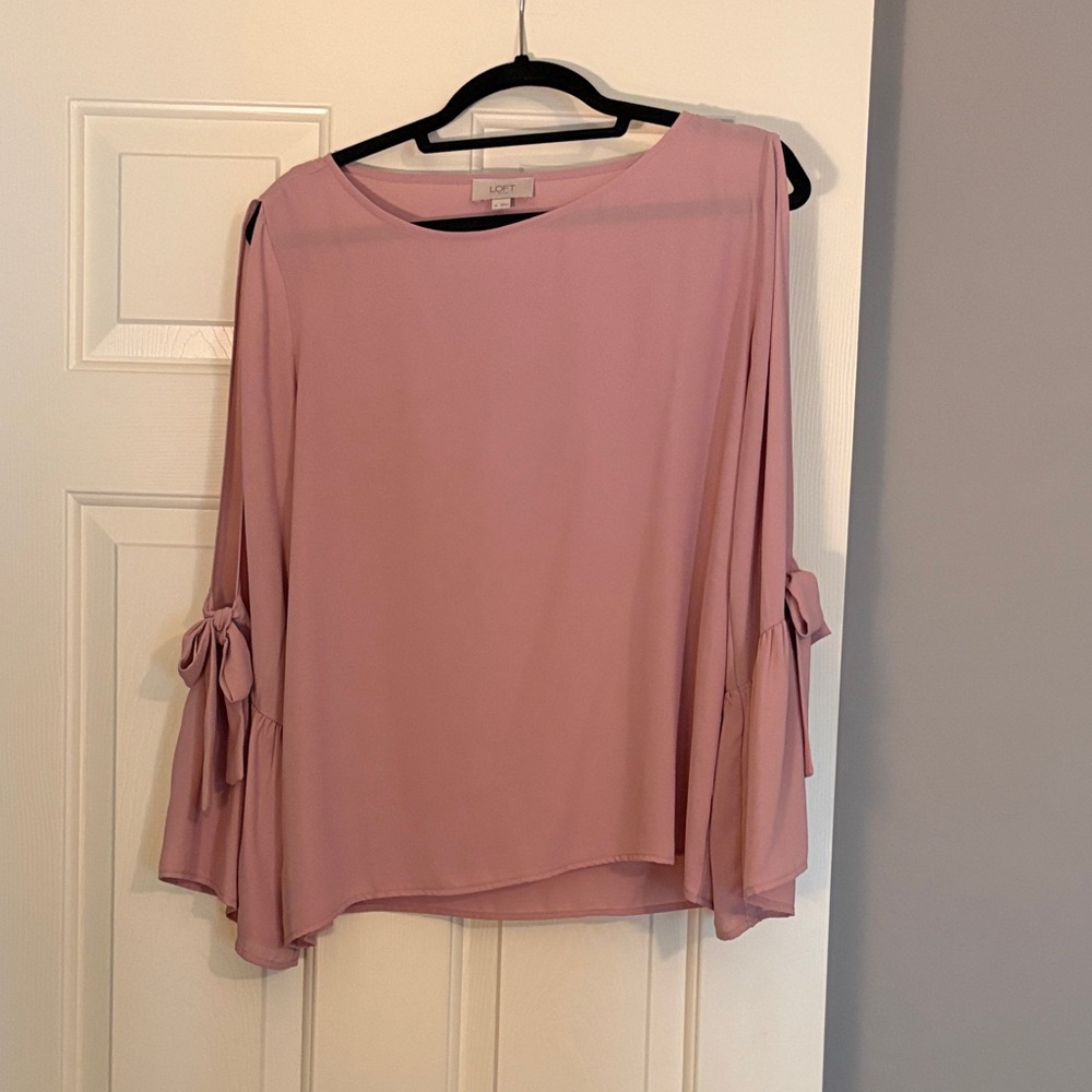 LOFT Pink Tie-Sleeve Blouse - Women's Top